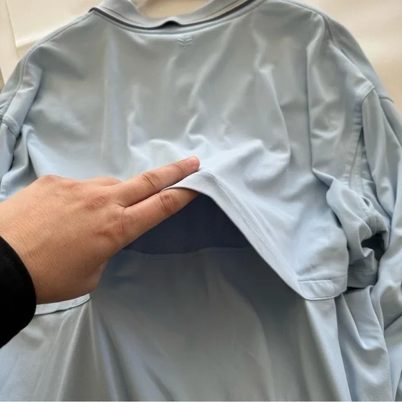 Coolibar Men XL Long Sleeve Vented Back Polo Shirt UPF 50 Sun Protection Blue - Picture 6 of 12